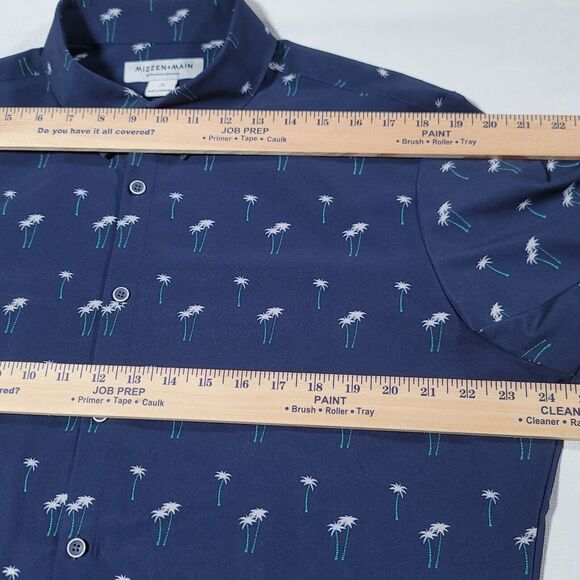 Mizzen Main Mens Leeward XL Trim Fit Blue Palm Tree AOP  Performance - Picture 10 of 12